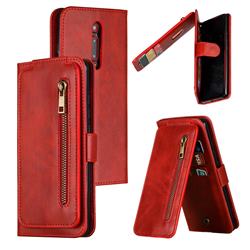 Multifunction 9 Cards Leather Zipper Wallet Phone Case for Xiaomi Redmi K20 / K20 Pro - Red