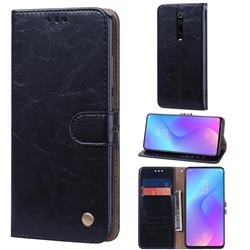 Luxury Retro Oil Wax PU Leather Wallet Phone Case for Xiaomi Redmi K20 / K20 Pro - Deep Black