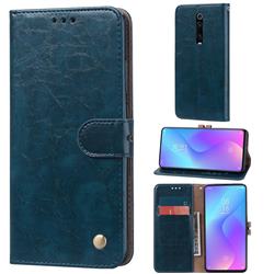 Luxury Retro Oil Wax PU Leather Wallet Phone Case for Xiaomi Redmi K20 / K20 Pro - Sapphire