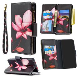 Lotus Flower Binfen Color BF03 Retro Zipper Leather Wallet Phone Case for Xiaomi Redmi K20 / K20 Pro