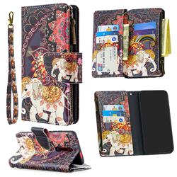 Totem Flower Elephant Binfen Color BF03 Retro Zipper Leather Wallet Phone Case for Xiaomi Redmi K20 / K20 Pro