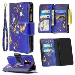 Purple Butterfly Binfen Color BF03 Retro Zipper Leather Wallet Phone Case for Xiaomi Redmi K20 / K20 Pro