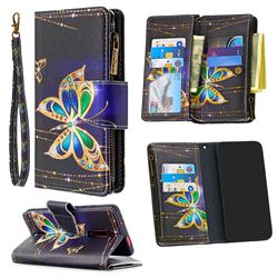 Golden Shining Butterfly Binfen Color BF03 Retro Zipper Leather Wallet Phone Case for Xiaomi Redmi K20 / K20 Pro