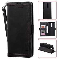 Luxury Retro Stitching Leather Wallet Phone Case for Xiaomi Redmi K20 / K20 Pro - Black