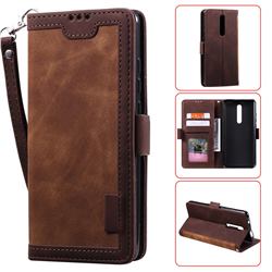 Luxury Retro Stitching Leather Wallet Phone Case for Xiaomi Redmi K20 / K20 Pro - Dark Brown