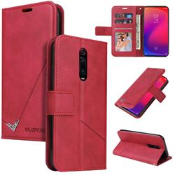 GQ.UTROBE Right Angle Silver Pendant Leather Wallet Phone Case for Xiaomi Redmi K20 / K20 Pro - Red