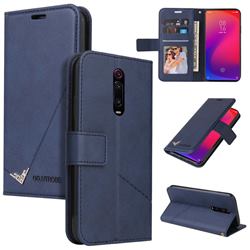 GQ.UTROBE Right Angle Silver Pendant Leather Wallet Phone Case for Xiaomi Redmi K20 / K20 Pro - Blue