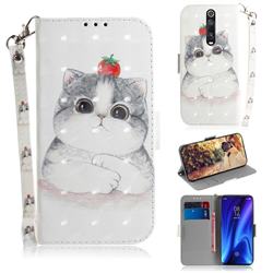 Cute Tomato Cat 3D Painted Leather Wallet Phone Case for Xiaomi Redmi K20 Pro