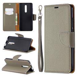 Classic Luxury Litchi Leather Phone Wallet Case for Xiaomi Redmi K20 Pro - Gray