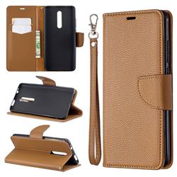 Classic Luxury Litchi Leather Phone Wallet Case for Xiaomi Redmi K20 Pro - Brown