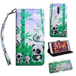 Eating Bamboo Pandas 3D Painted Leather Wallet Case for Xiaomi Redmi K20 Pro