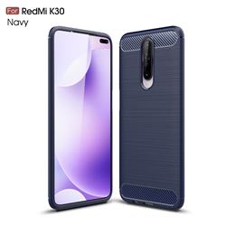 Luxury Carbon Fiber Brushed Wire Drawing Silicone TPU Back Cover for Xiaomi Redmi K30 - Navy