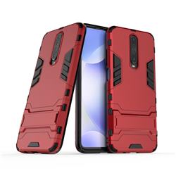 Armor Premium Tactical Grip Kickstand Shockproof Dual Layer Rugged Hard Cover for Xiaomi Redmi K30 - Wine Red