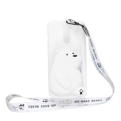 White Polar Bear Neck Lanyard Zipper Wallet Silicone Case for Xiaomi Redmi K30