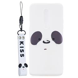 White Feather Panda Soft Kiss Candy Hand Strap Silicone Case for Xiaomi Redmi K30