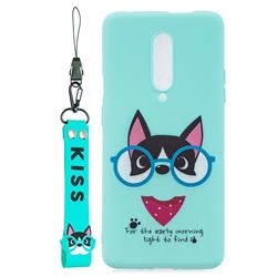 Green Glasses Dog Soft Kiss Candy Hand Strap Silicone Case for Xiaomi Redmi K30