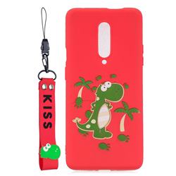 Red Dinosaur Soft Kiss Candy Hand Strap Silicone Case for Xiaomi Redmi K30