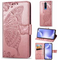 Embossing Mandala Flower Butterfly Leather Wallet Case for Xiaomi Redmi K30 - Rose Gold