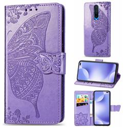 Embossing Mandala Flower Butterfly Leather Wallet Case for Xiaomi Redmi K30 - Light Purple