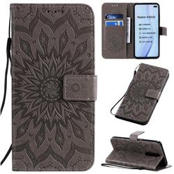 Embossing Sunflower Leather Wallet Case for Xiaomi Redmi K30 - Gray