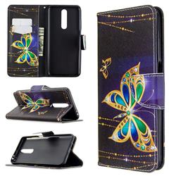 Golden Shining Butterfly Leather Wallet Case for Xiaomi Redmi K30