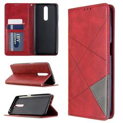 Prismatic Slim Magnetic Sucking Stitching Wallet Flip Cover for Xiaomi Redmi K30 - Red