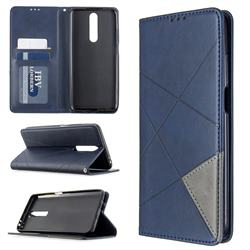 Prismatic Slim Magnetic Sucking Stitching Wallet Flip Cover for Xiaomi Redmi K30 - Blue