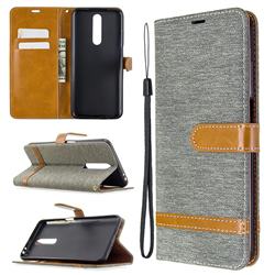 Jeans Cowboy Denim Leather Wallet Case for Xiaomi Redmi K30 - Gray