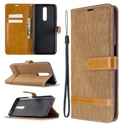 Jeans Cowboy Denim Leather Wallet Case for Xiaomi Redmi K30 - Brown