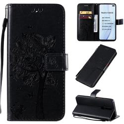 Embossing Butterfly Tree Leather Wallet Case for Xiaomi Redmi K30 - Black