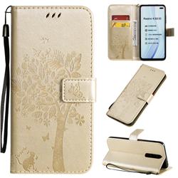 Embossing Butterfly Tree Leather Wallet Case for Xiaomi Redmi K30 - Champagne