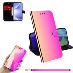 Shining Mirror Like Surface Leather Wallet Case for Xiaomi Redmi K30 - Rainbow Gradient