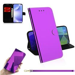 Shining Mirror Like Surface Leather Wallet Case for Xiaomi Redmi K30 - Purple
