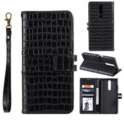 Luxury Crocodile Magnetic Leather Wallet Phone Case for Xiaomi Redmi K30 - Black