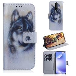 Snow Wolf PU Leather Wallet Case for Xiaomi Redmi K30
