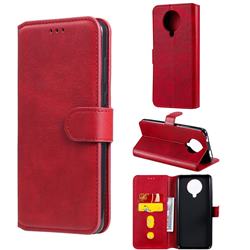 Retro Calf Matte Leather Wallet Phone Case for Xiaomi Redmi K30 Pro - Red