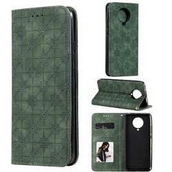 Intricate Embossing Four Leaf Clover Leather Wallet Case for Xiaomi Redmi K30 Pro - Blackish Green