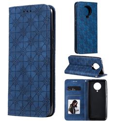 Intricate Embossing Four Leaf Clover Leather Wallet Case for Xiaomi Redmi K30 Pro - Dark Blue