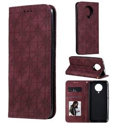 Intricate Embossing Four Leaf Clover Leather Wallet Case for Xiaomi Redmi K30 Pro - Claret