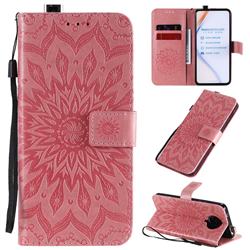 Embossing Sunflower Leather Wallet Case for Xiaomi Redmi K30 Pro - Pink