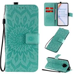 Embossing Sunflower Leather Wallet Case for Xiaomi Redmi K30 Pro - Green