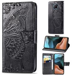 Embossing Mandala Flower Butterfly Leather Wallet Case for Xiaomi Redmi K30 Pro - Black