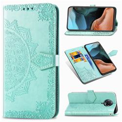 Embossing Imprint Mandala Flower Leather Wallet Case for Xiaomi Redmi K30 Pro - Green