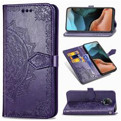 Embossing Imprint Mandala Flower Leather Wallet Case for Xiaomi Redmi K30 Pro - Purple