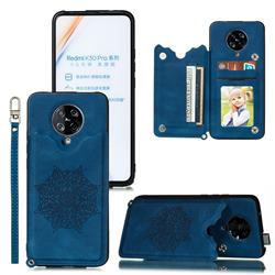 Luxury Mandala Multi-function Magnetic Card Slots Stand Leather Back Cover for Xiaomi Redmi K30 Pro - Blue
