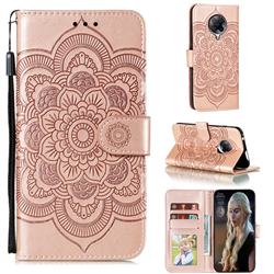 Intricate Embossing Datura Solar Leather Wallet Case for Xiaomi Redmi K30 Pro - Rose Gold