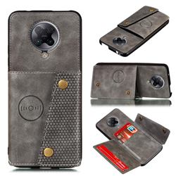 Retro Multifunction Card Slots Stand Leather Coated Phone Back Cover for Xiaomi Redmi K30 Pro - Gray