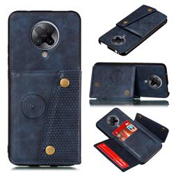 Retro Multifunction Card Slots Stand Leather Coated Phone Back Cover for Xiaomi Redmi K30 Pro - Blue