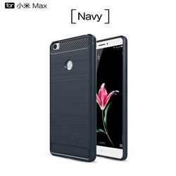 Luxury Carbon Fiber Brushed Wire Drawing Silicone TPU Back Cover for Xiaomi Mi Max (Navy)