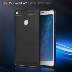 Luxury Carbon Fiber Brushed Wire Drawing Silicone TPU Back Cover for Xiaomi Mi Max 2 (Black)